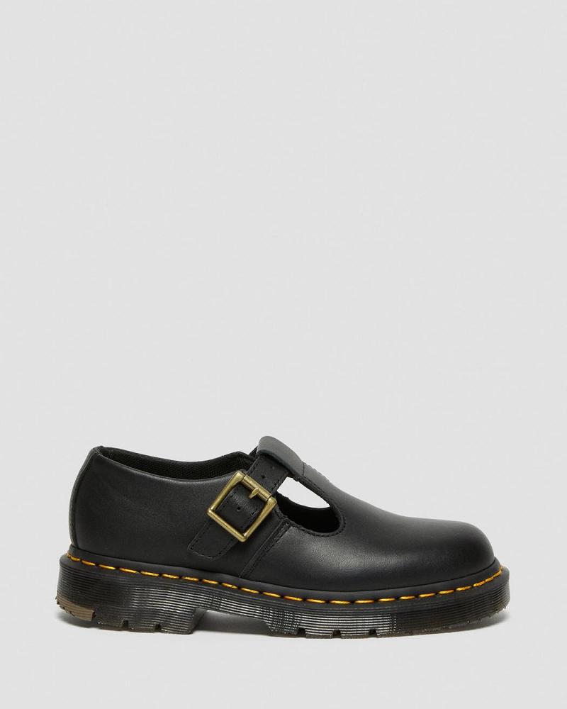 Black Men's Dr Martens Polley Women's Slip Resistant Mary Jane Work Shoes | CA 656UZG